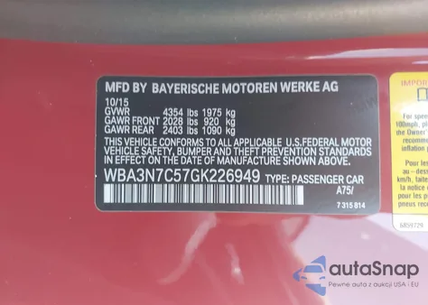 2016 BMW 428I from USA, damaged, VIN WBA3N7C57GK226949